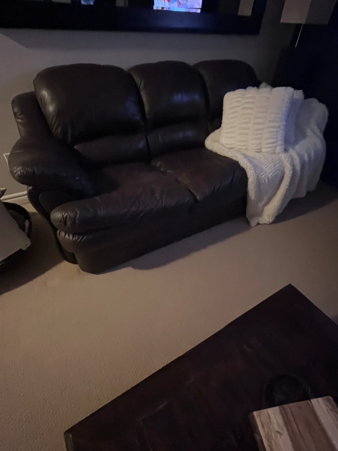 Dark Brown Leather Recliner Chair and Sofa Set - photo 2