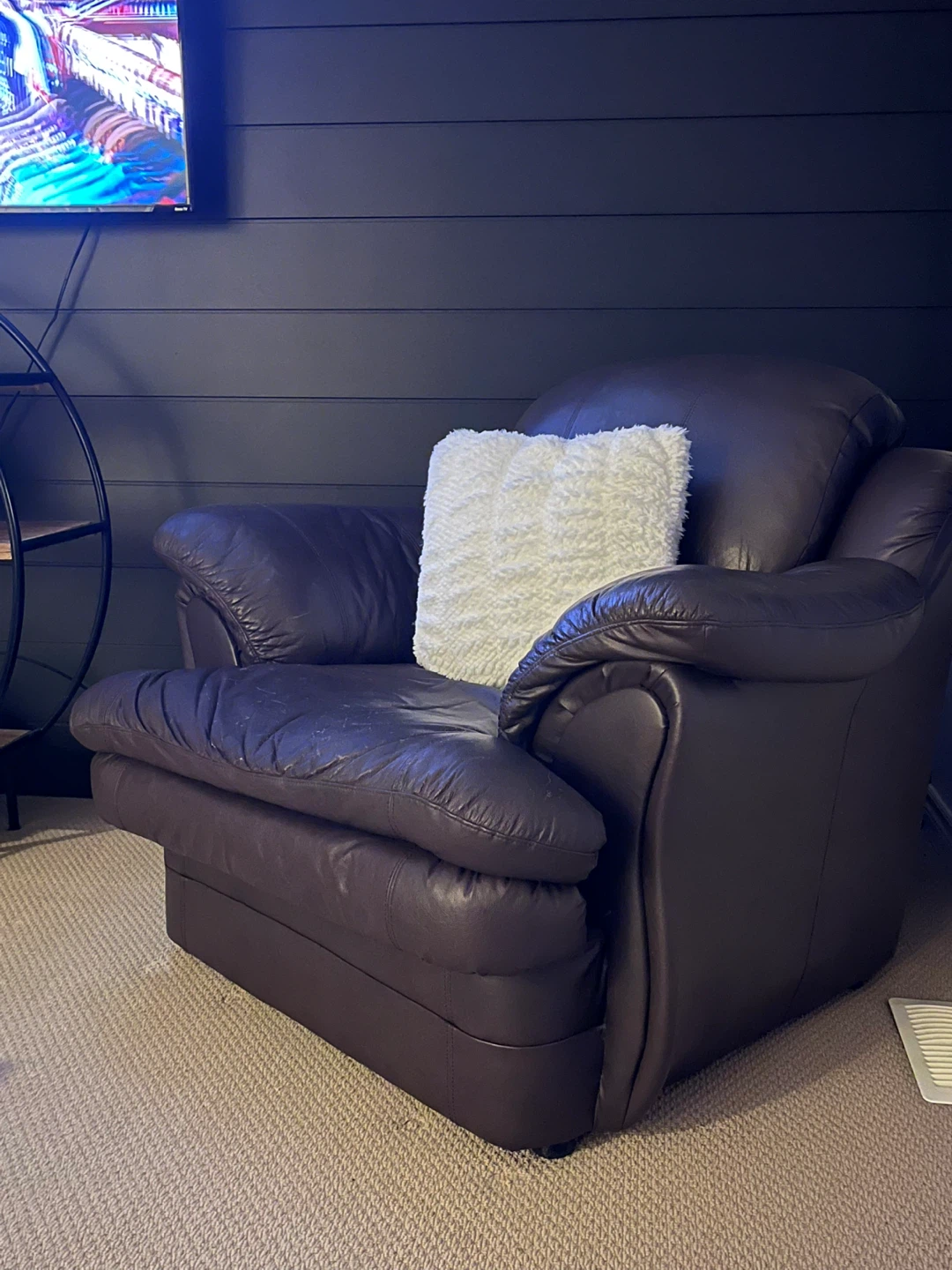 Dark Brown Leather Recliner Chair and Sofa Set - photo 4