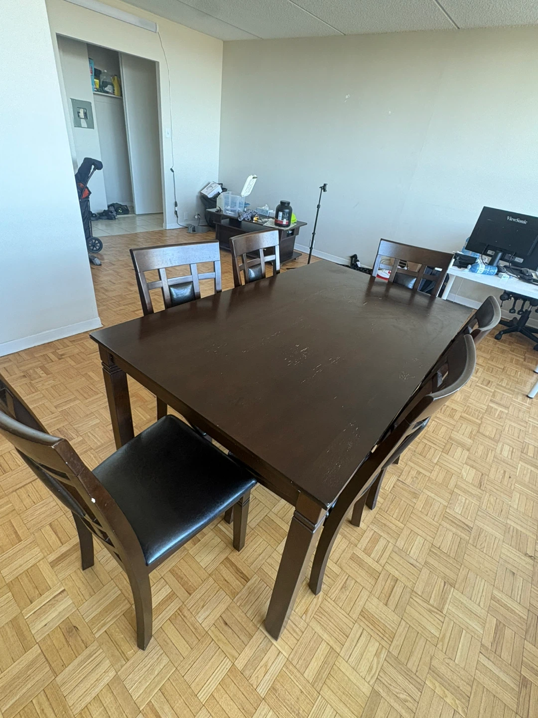 Dark Wood Dining Table and 6 Chairs Set - photo 3