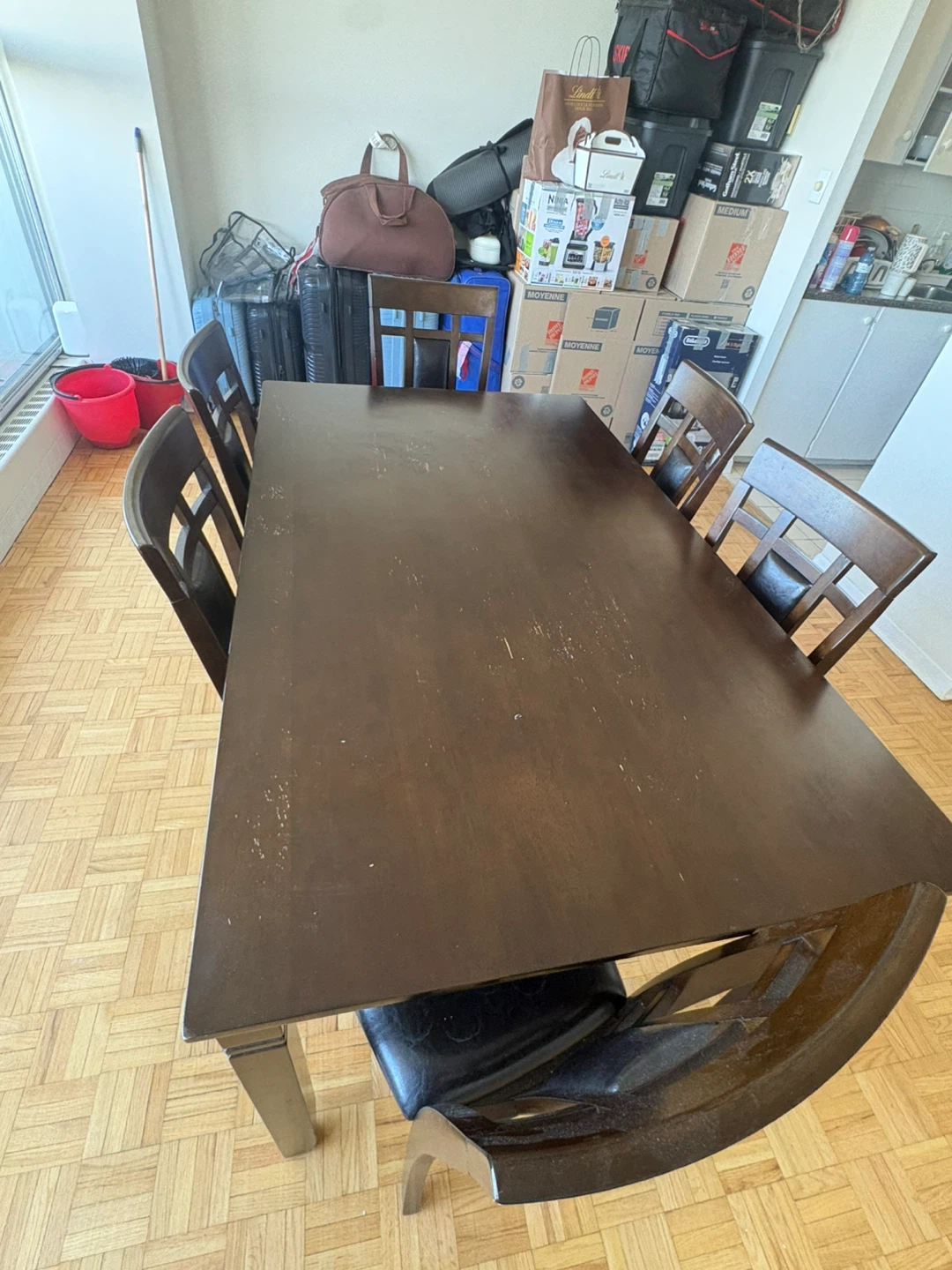 Dark Wood Dining Table and 6 Chairs Set - photo 4