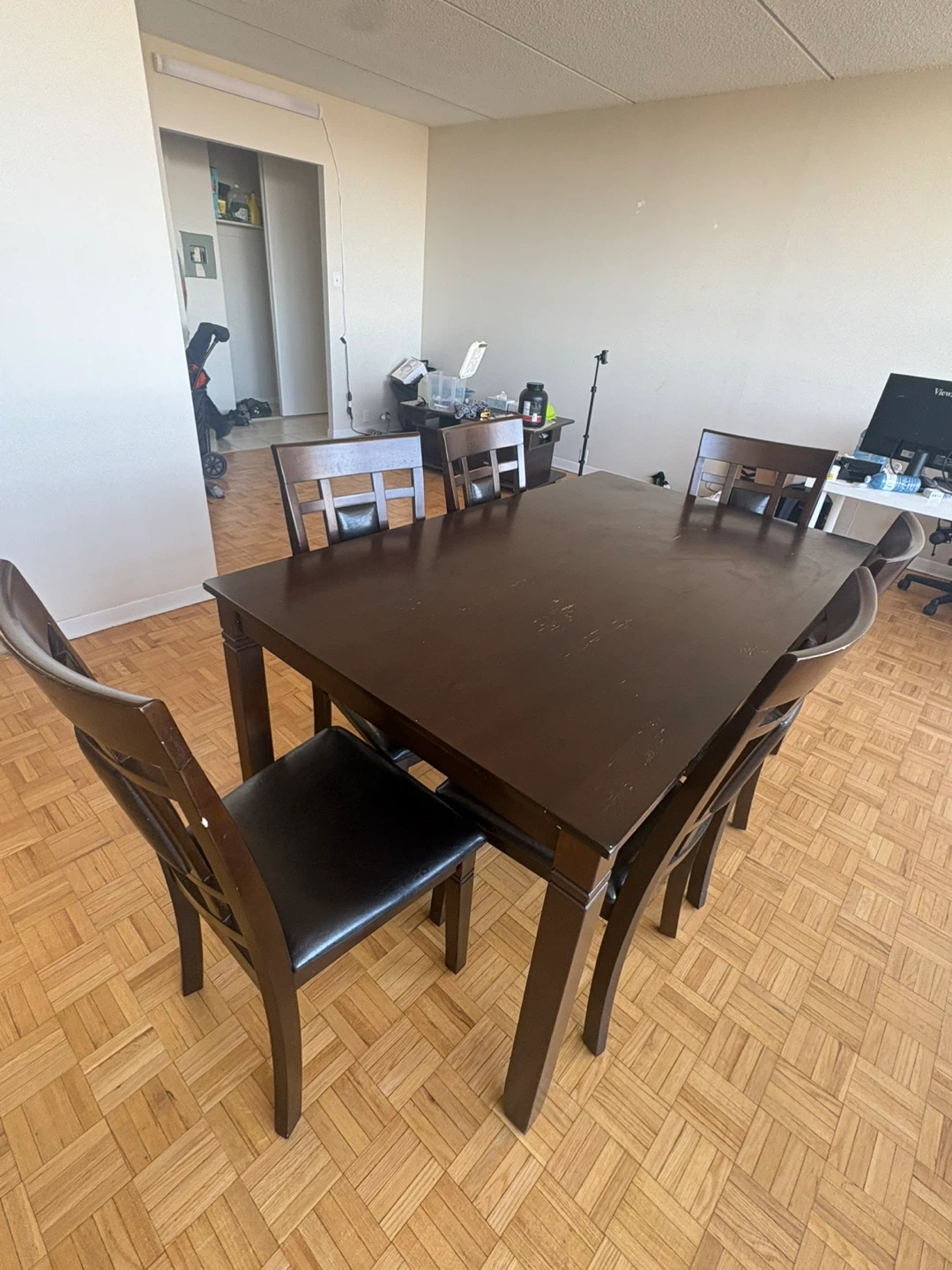 Dark Wood Dining Table and 6 Chairs Set - photo 5