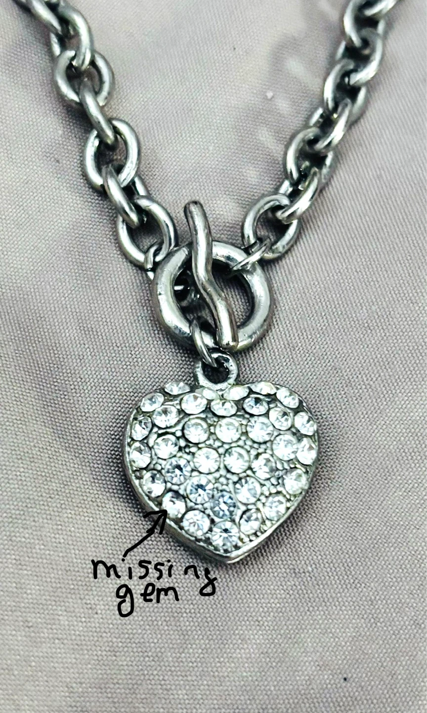 🌱Silver Puff Heart Charm Necklace with Toggle Clasp