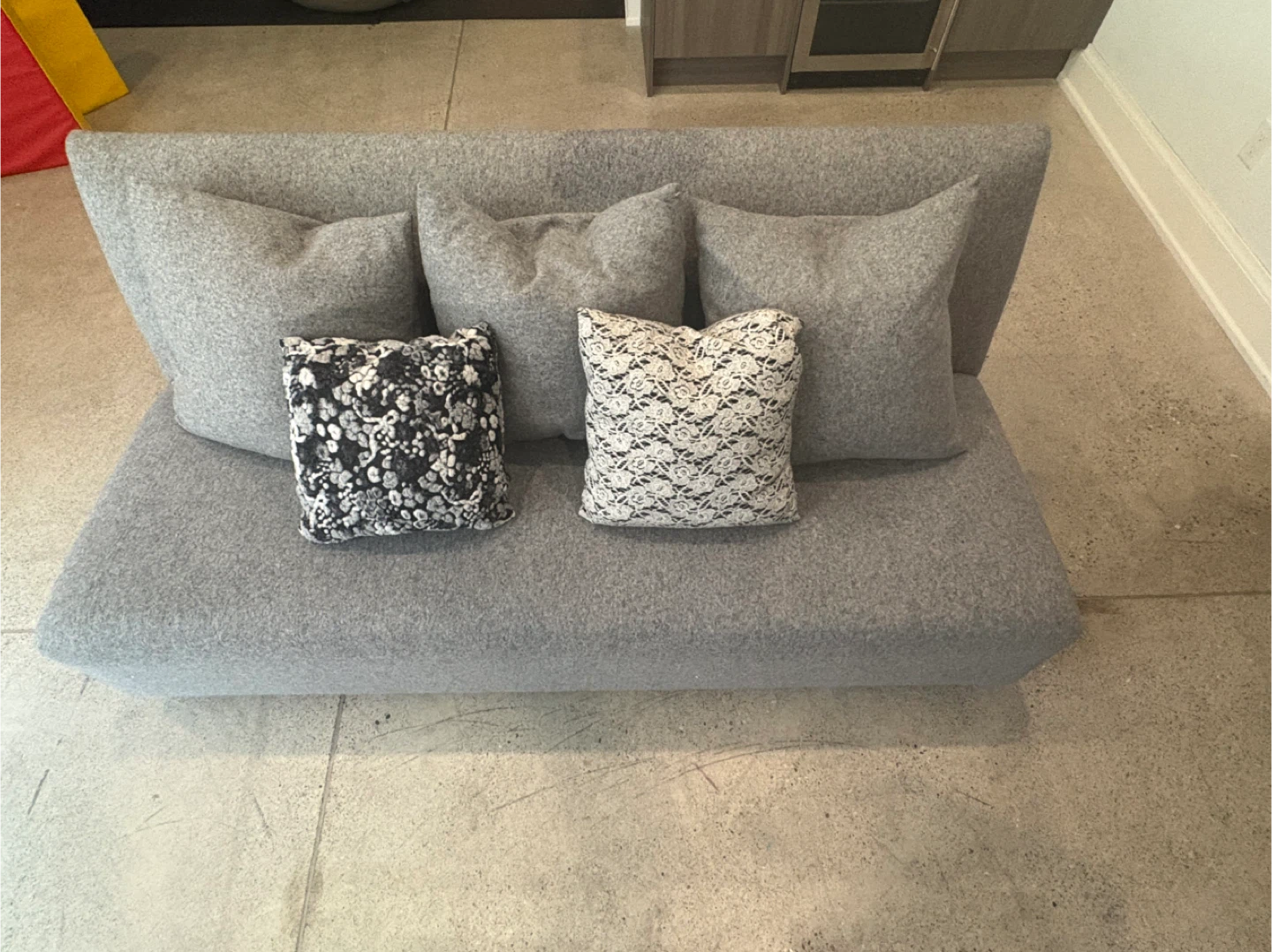 Gluckstein  Home custom- Grey Sofa with Throw Pillows