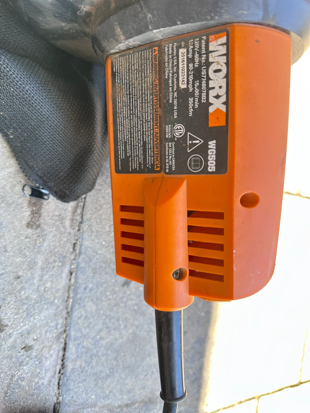 WORX WG505 Leaf Blower Vac with Collection Bag - photo 3