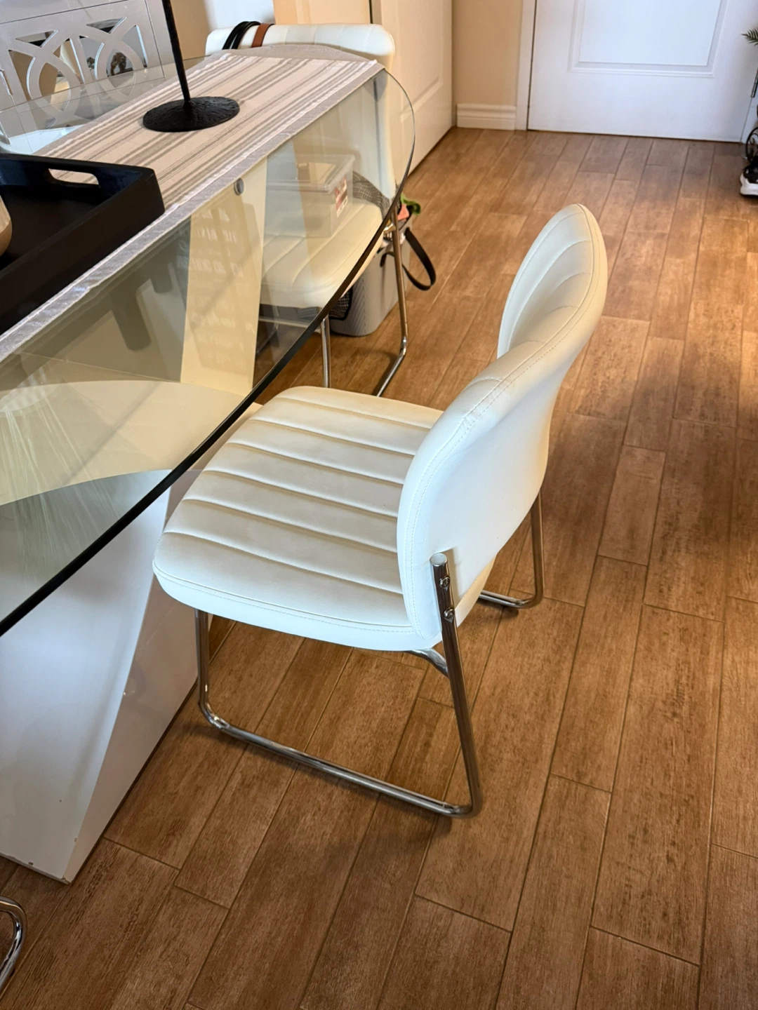 Glass Dining Table with White Pedestal Base - photo 4