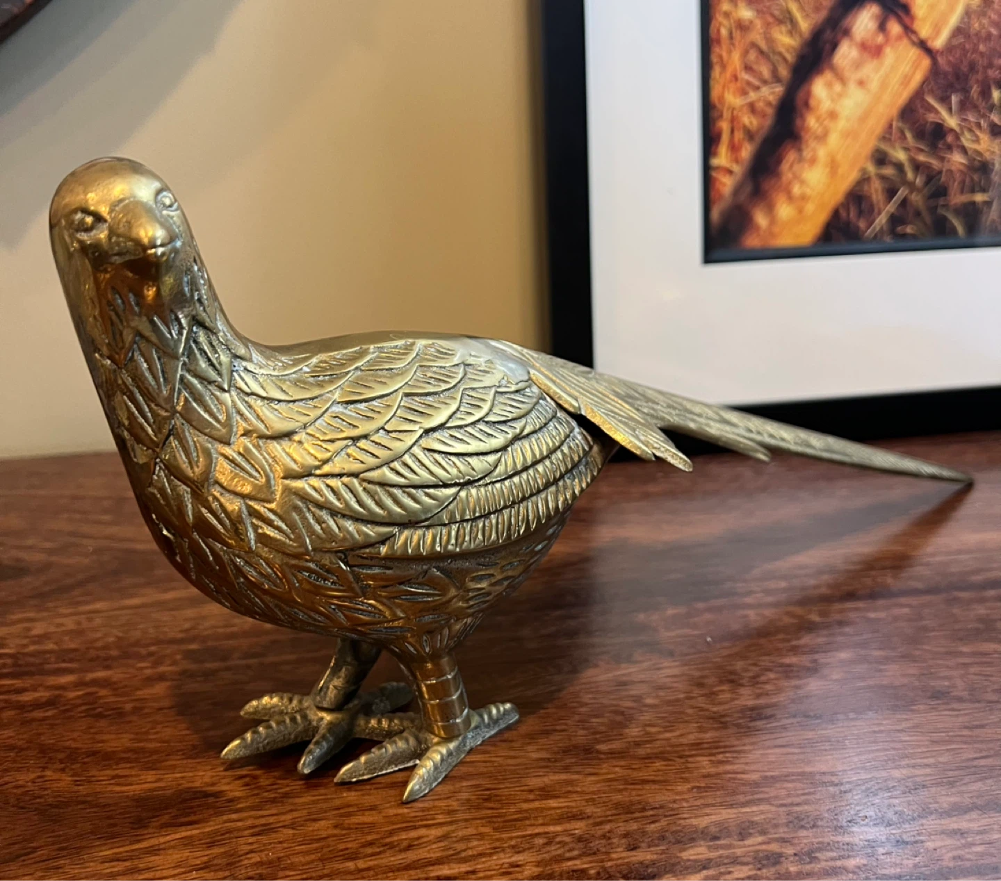 Mid Century Large Solid Brass Pheasants - photo 3