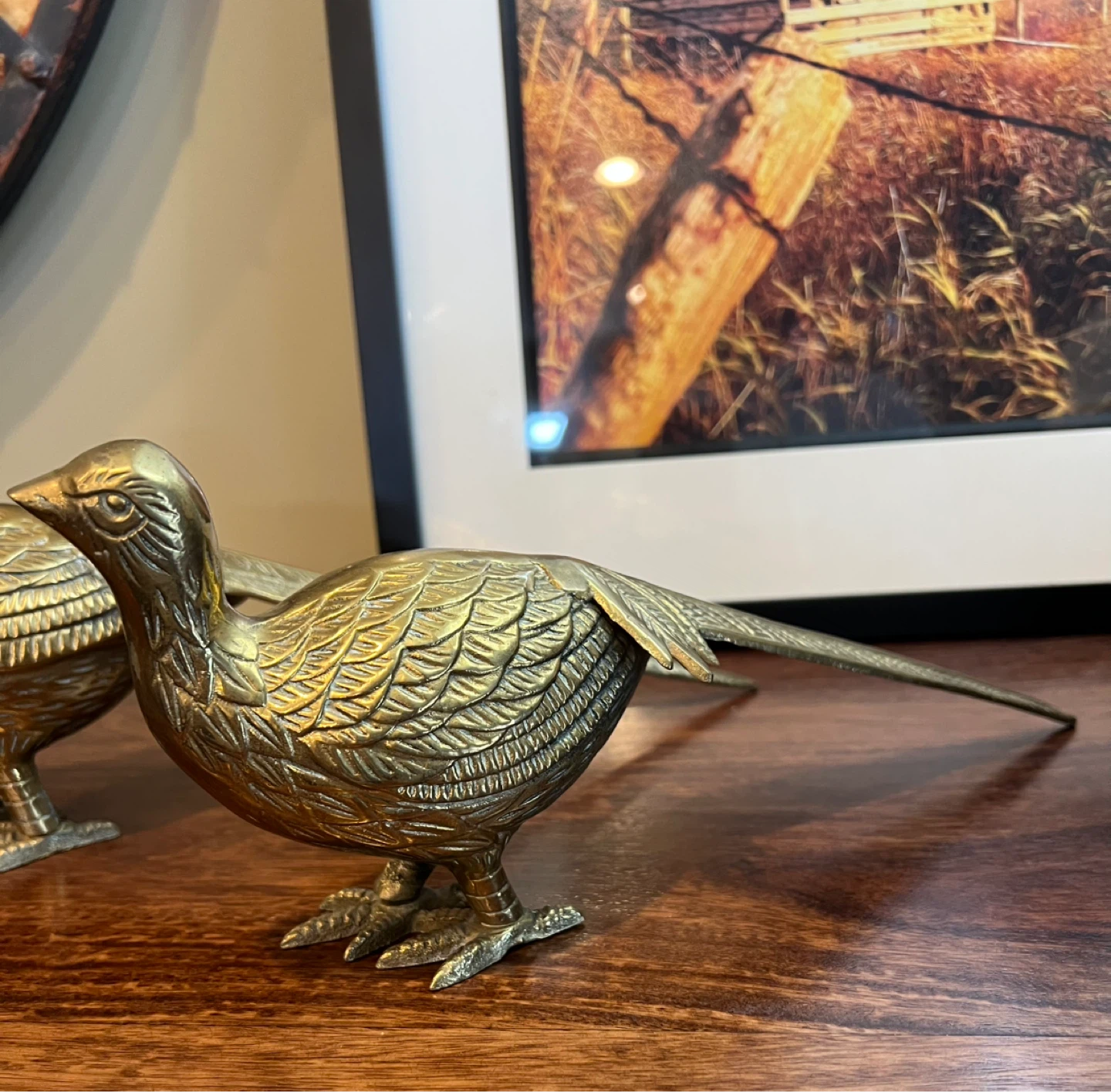 Mid Century Large Solid Brass Pheasants - photo 4