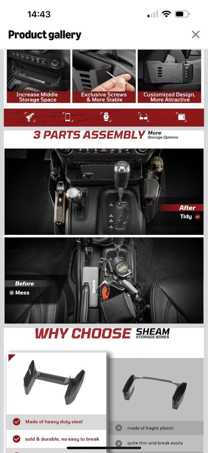 JEEP WRANGLER CONSOLE ORGANIZER – SHEAM 🔥🚙 - photo 3
