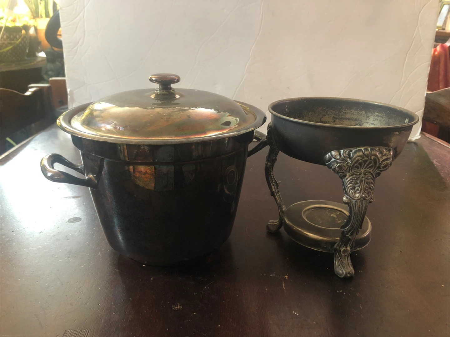 Vintage Silver Plated Upright Chafing Pot with Stand. - photo 5