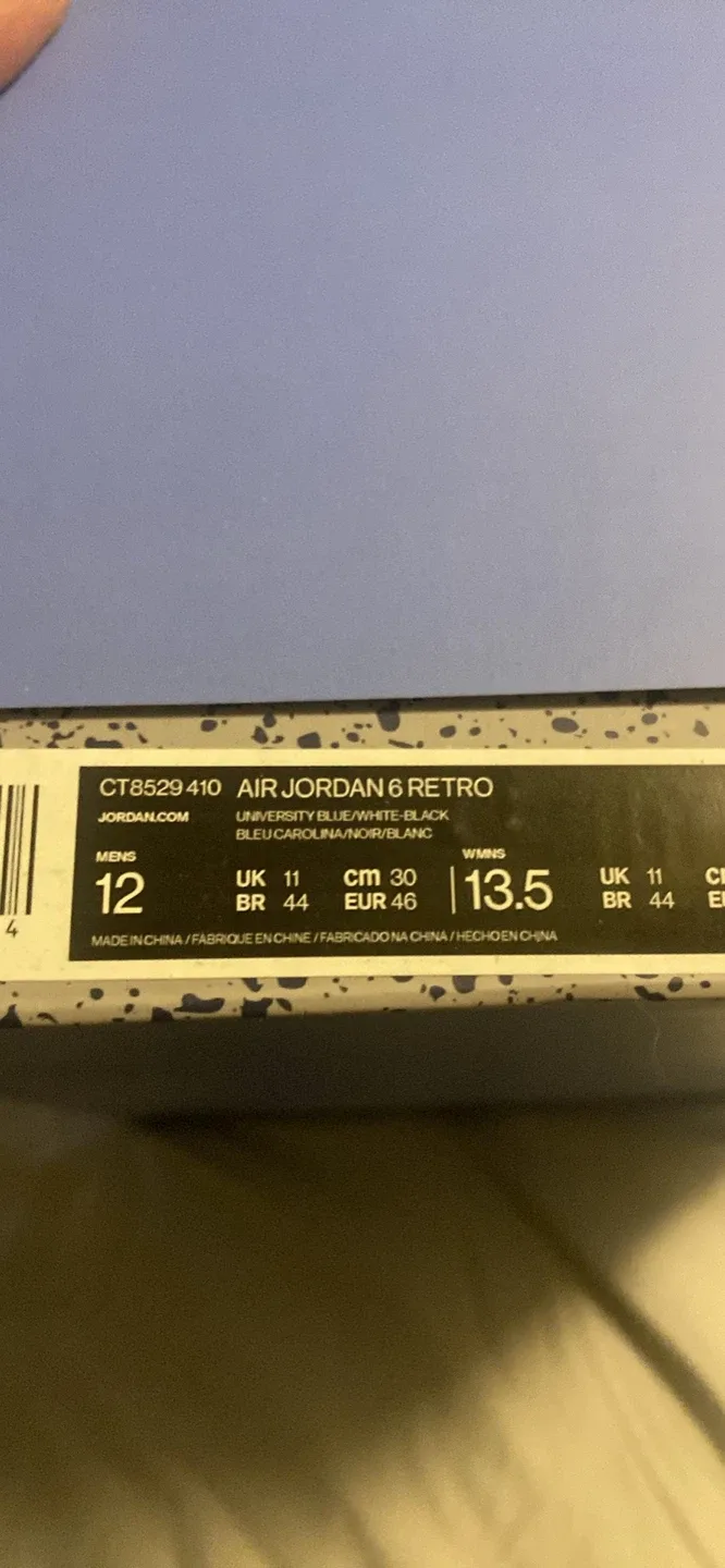 Air Jordan 6 Retro Men's 12 University Blue/White - photo 4