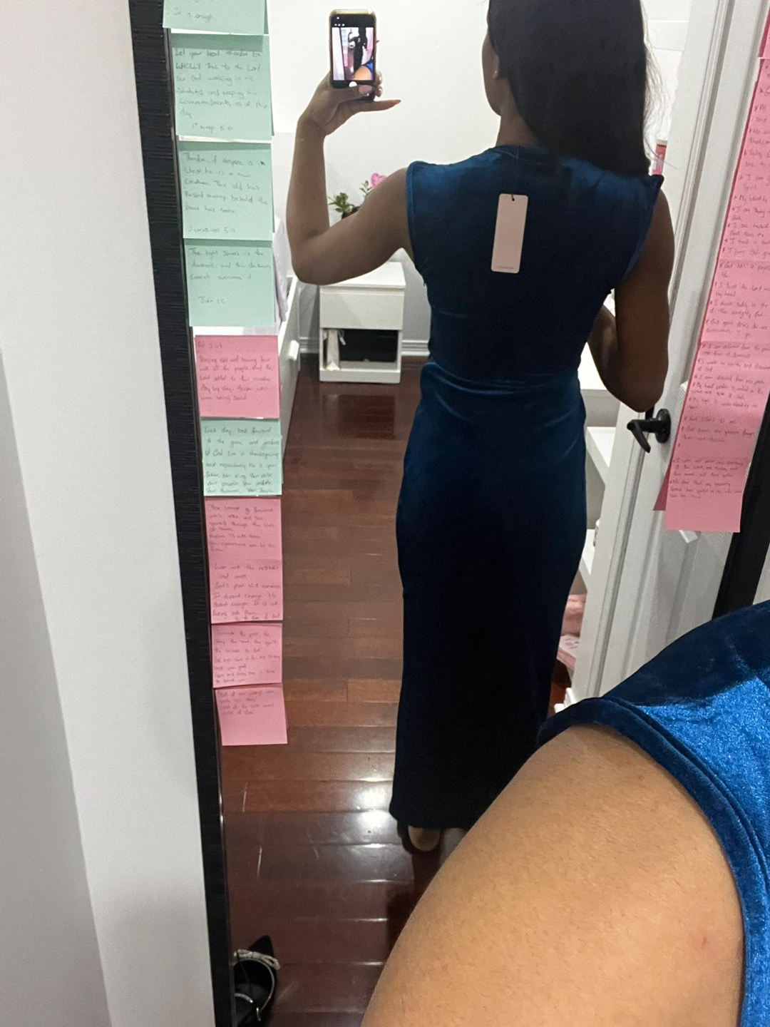 MICIA Deep Blue Velvet Maxi Dress with Slit - photo 3
