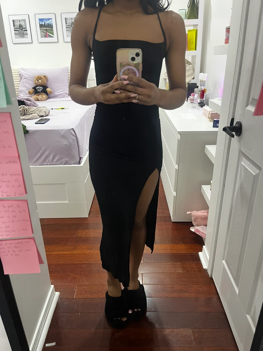Black Strappy Back Maxi Dress with Slit