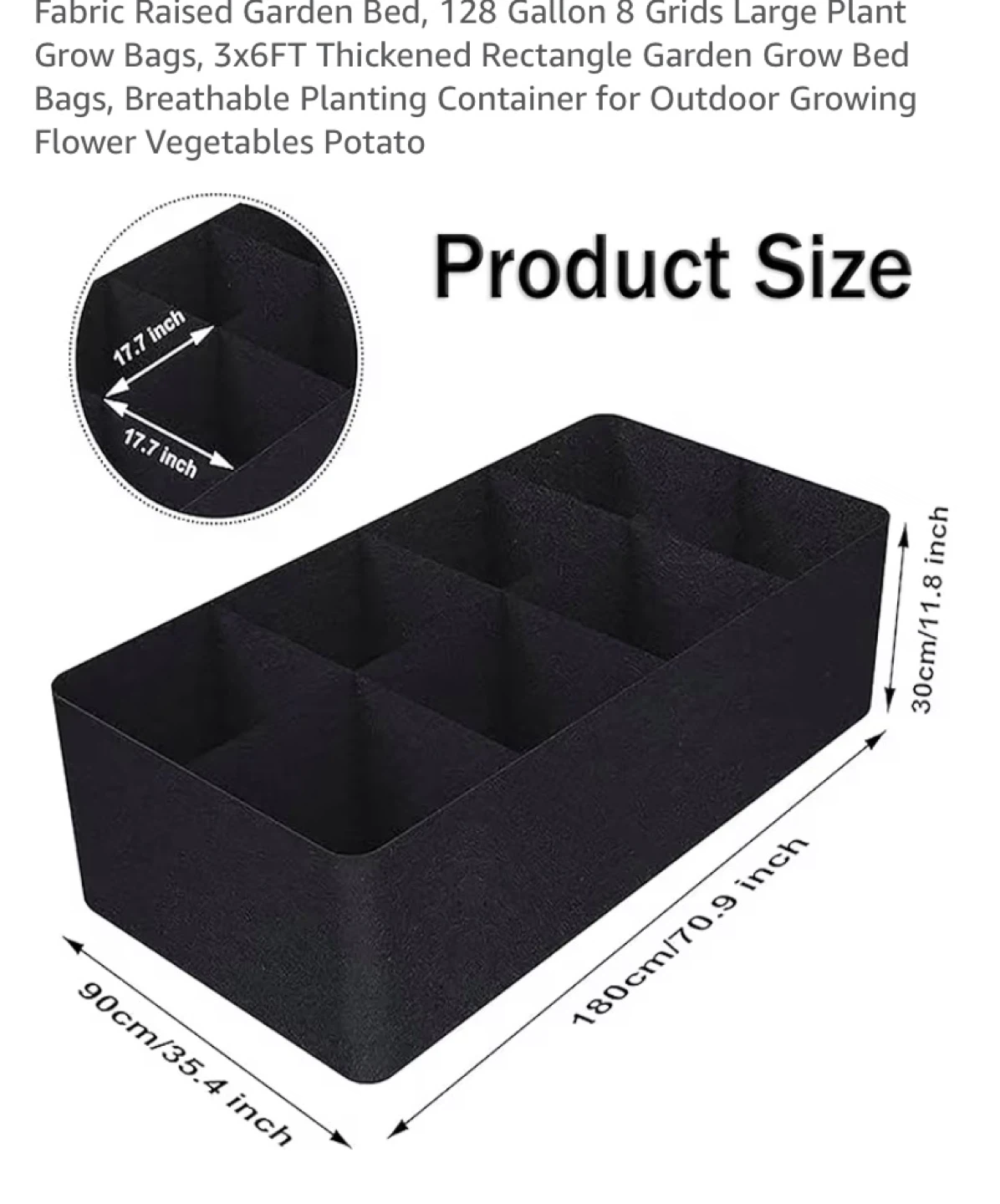 Fabric Raised Garden Bed 128 Gallon 8 Grids 3x6FT - photo 3
