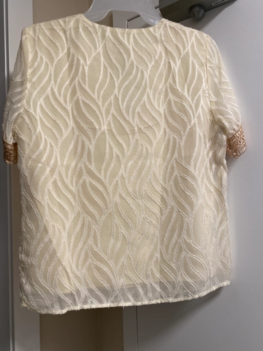 Cream Embroidered V-Neck Blouse - photo 3