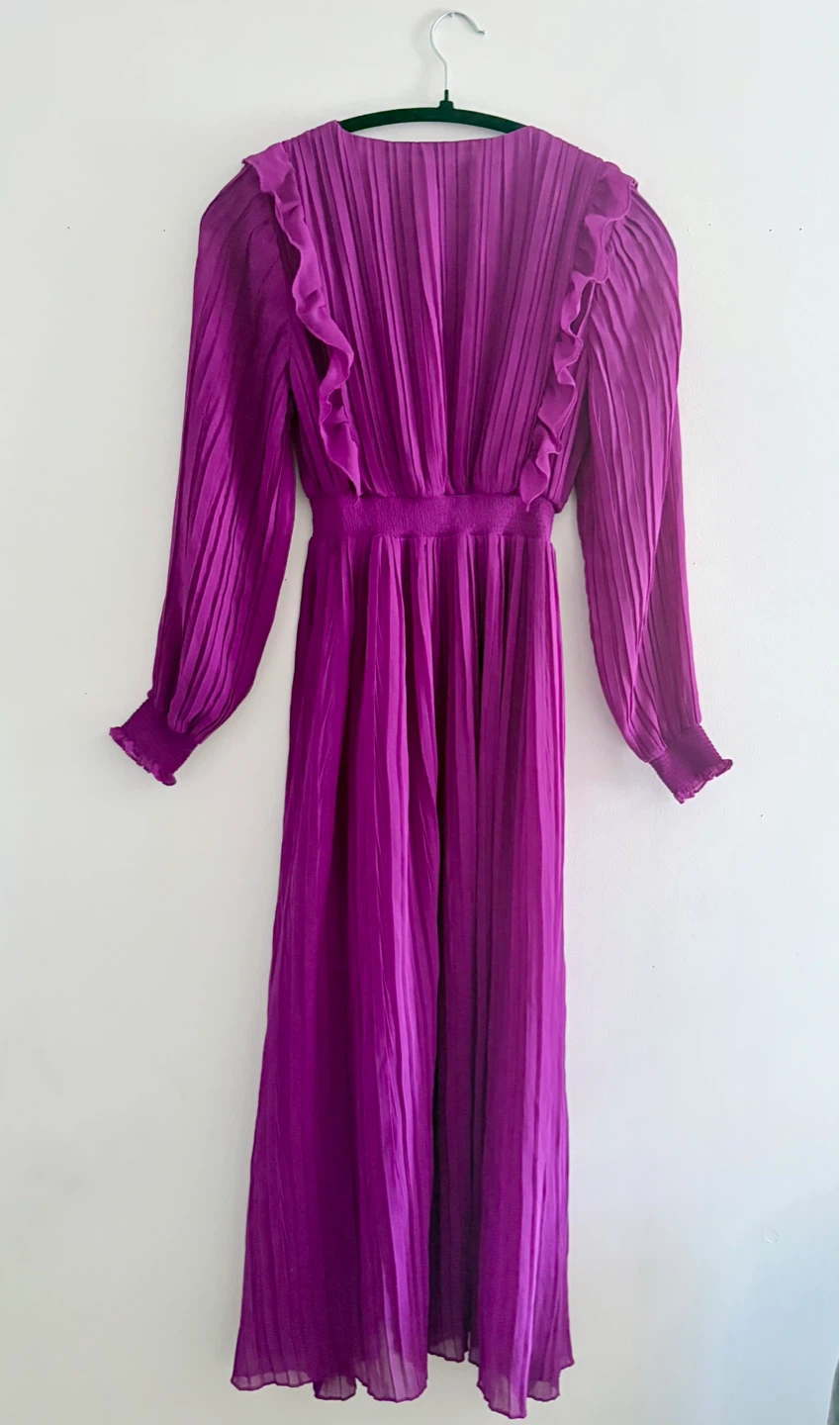 ZARA Purple Pleated Ruffle Midi Dress🌱 - photo 5