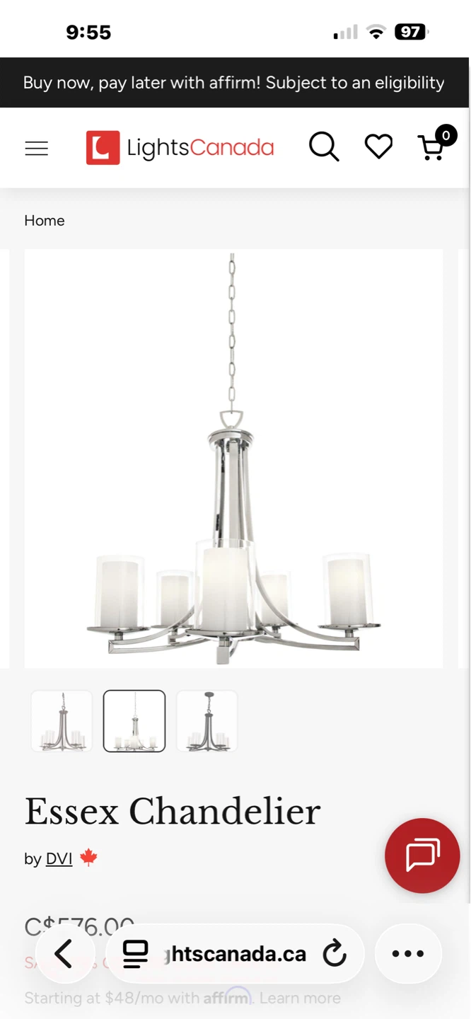 DVI Lighting Essex 5-Light Semi Flush Mount Chandelier