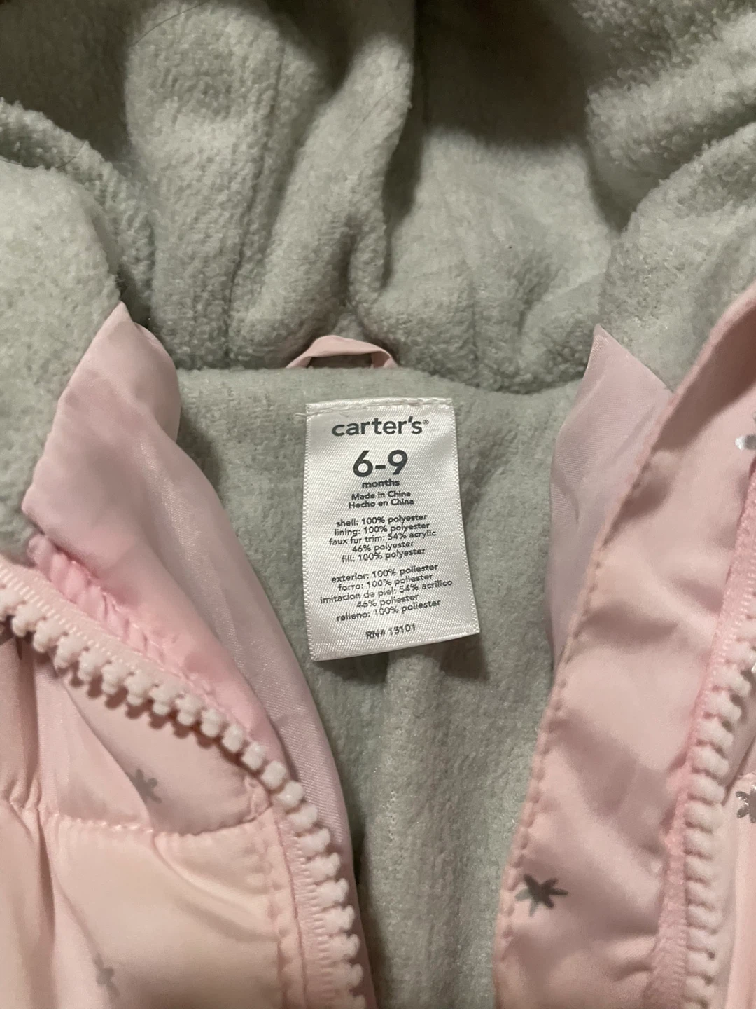 Carter's Baby Snowsuit 6-9 Months Pink Star Print - photo 2
