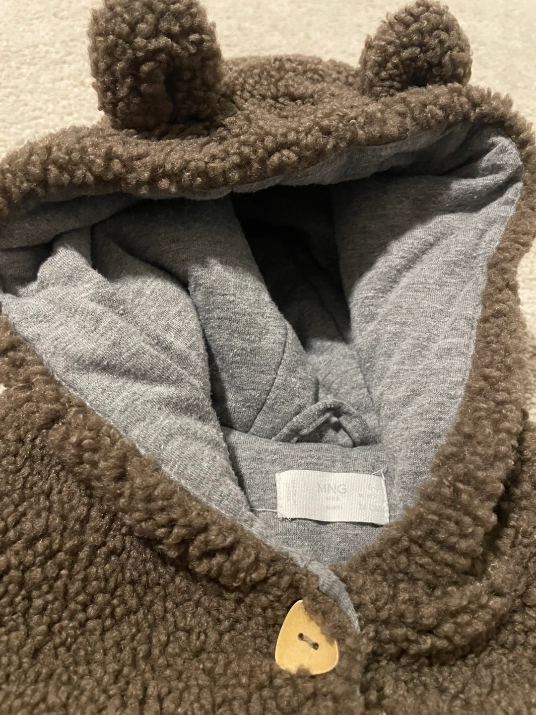 6-9 month MNG Kids Brown Teddy Bear Fleece Bunting Suit - photo 2