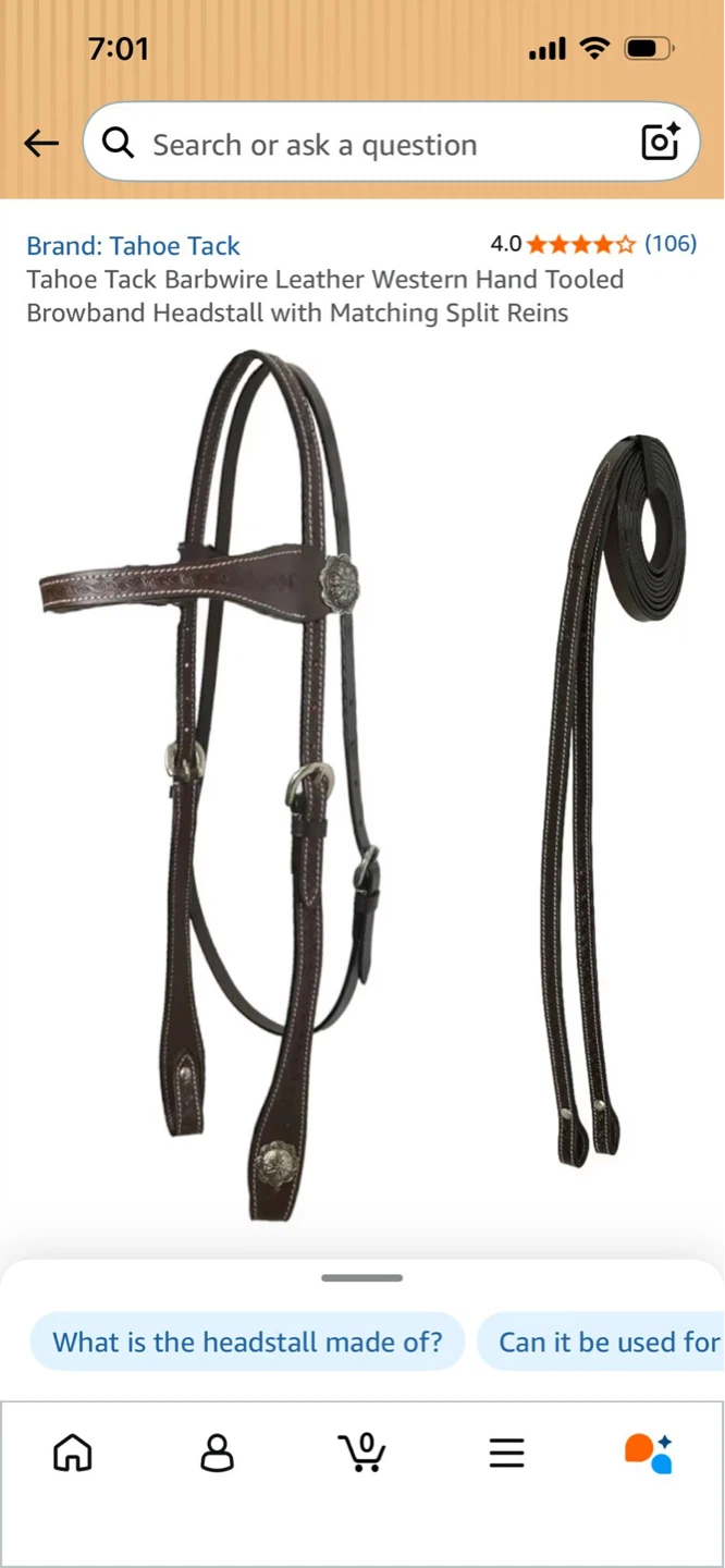 New/Tahoe Tack Western Headstall with Matching Split Reins - photo 4