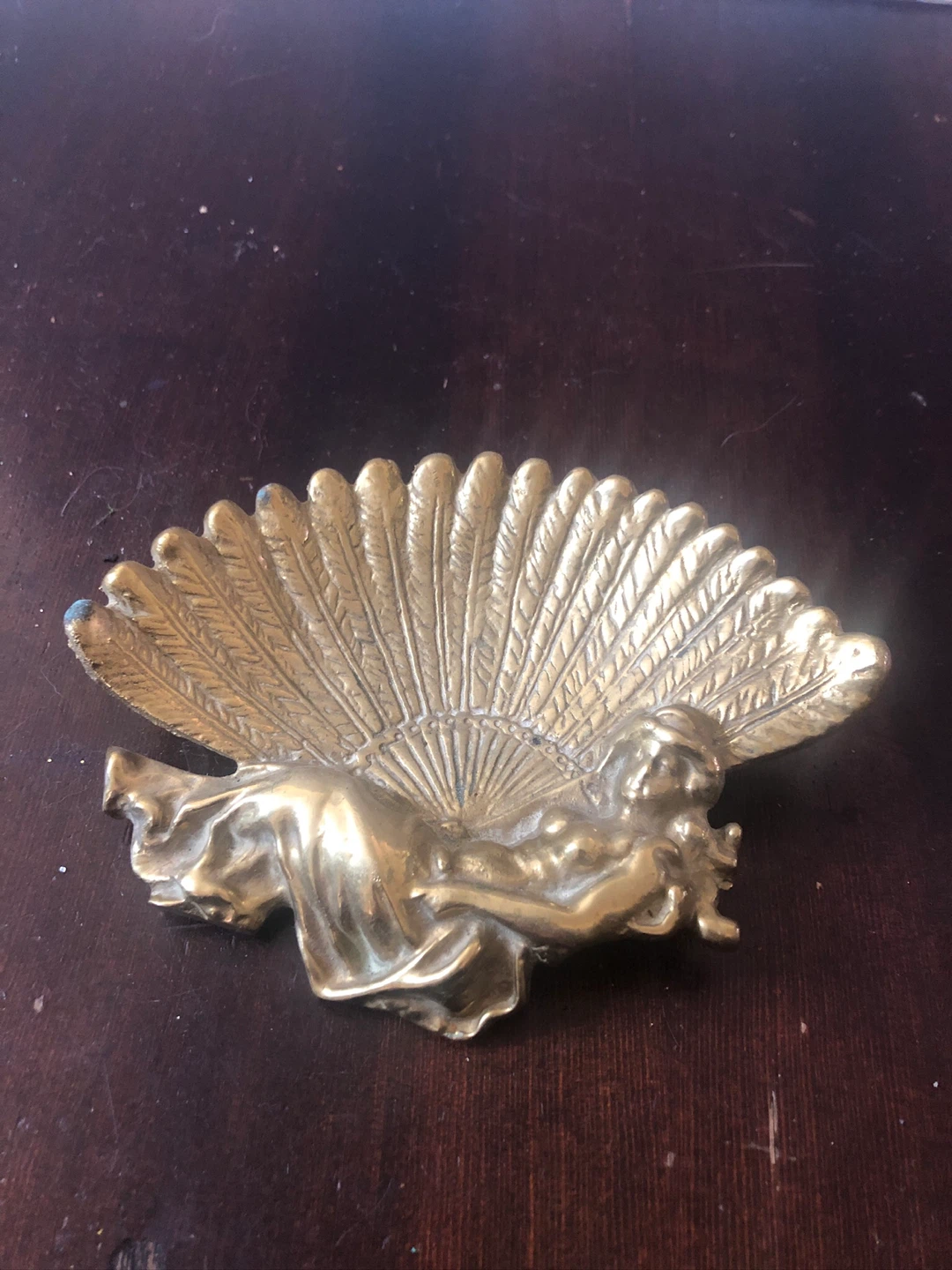 Vintage Brass Piece.  Lady with Fan