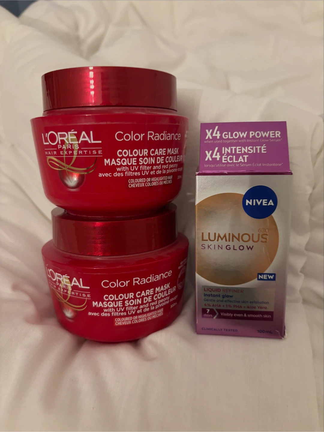 L'Oréal Color Radiance Hair Mask (2x) & Nivea Luminous Skin Glow