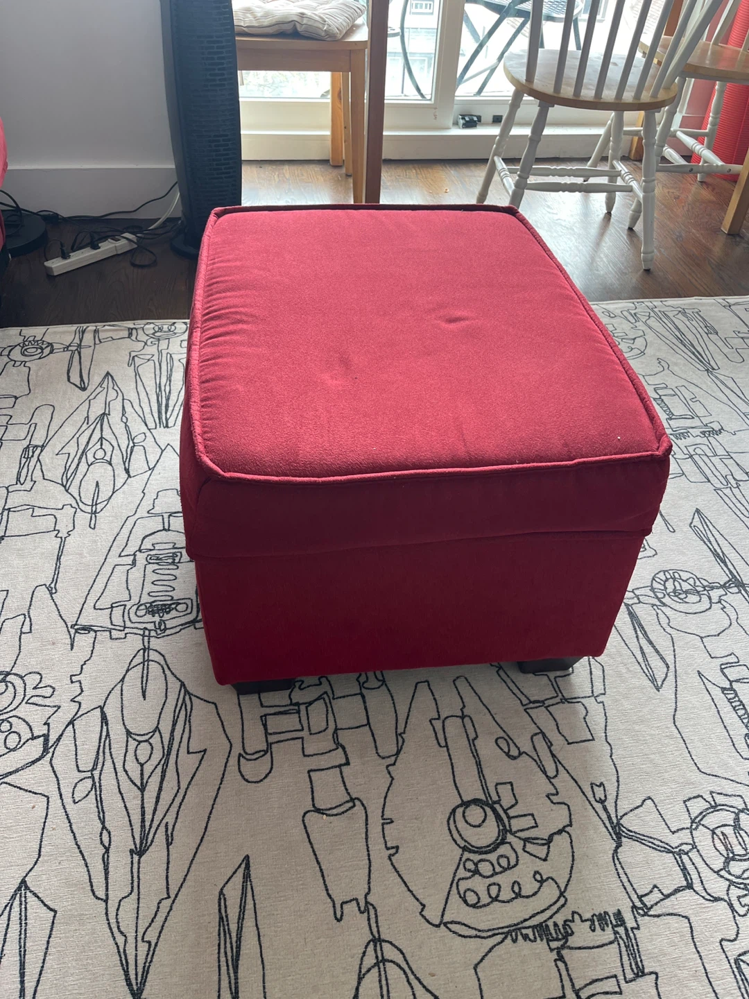 Red Storage Ottoman with Lid