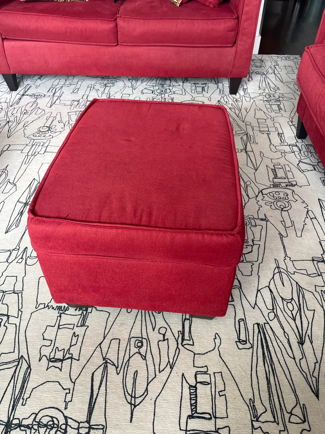 Red Storage Ottoman with Lid - photo 2