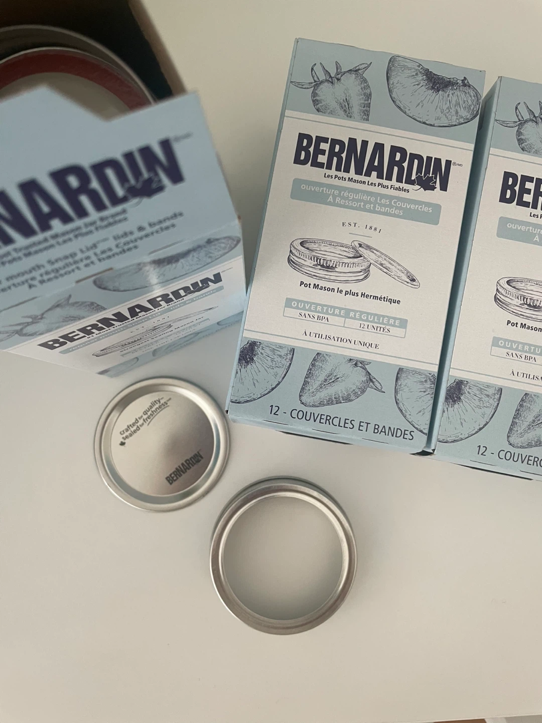 4pcs BERNARDIN Regular Mouth Snap Lid & Bands (12 Count)