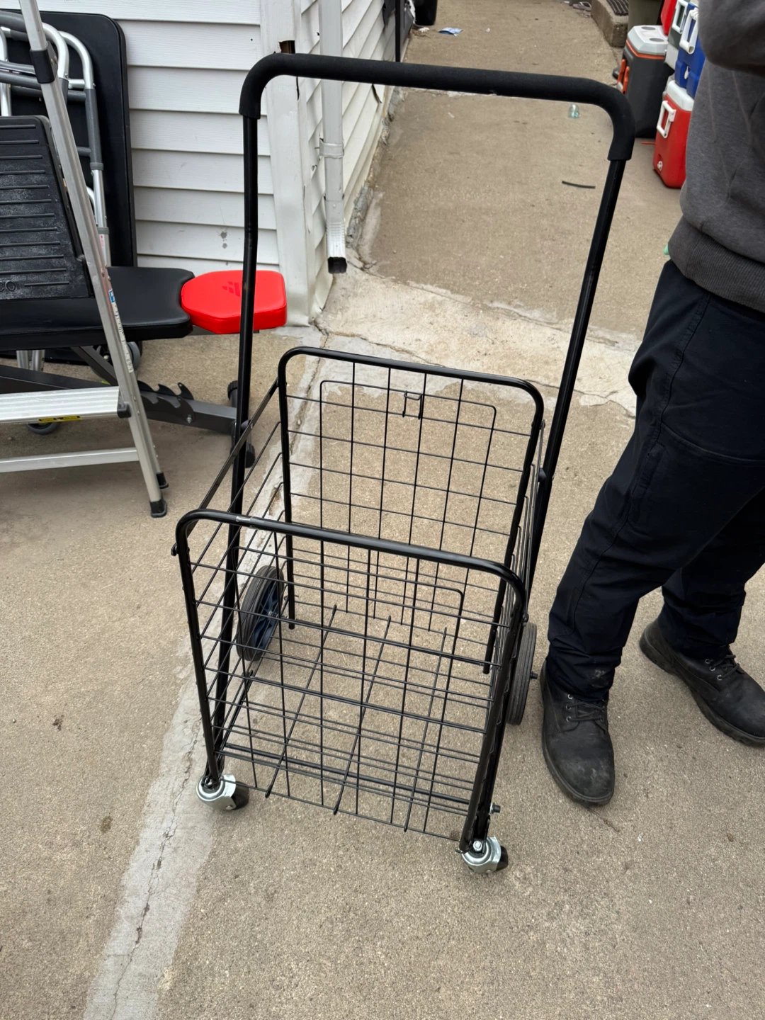 Black Metal Shopping Cart with Wheels