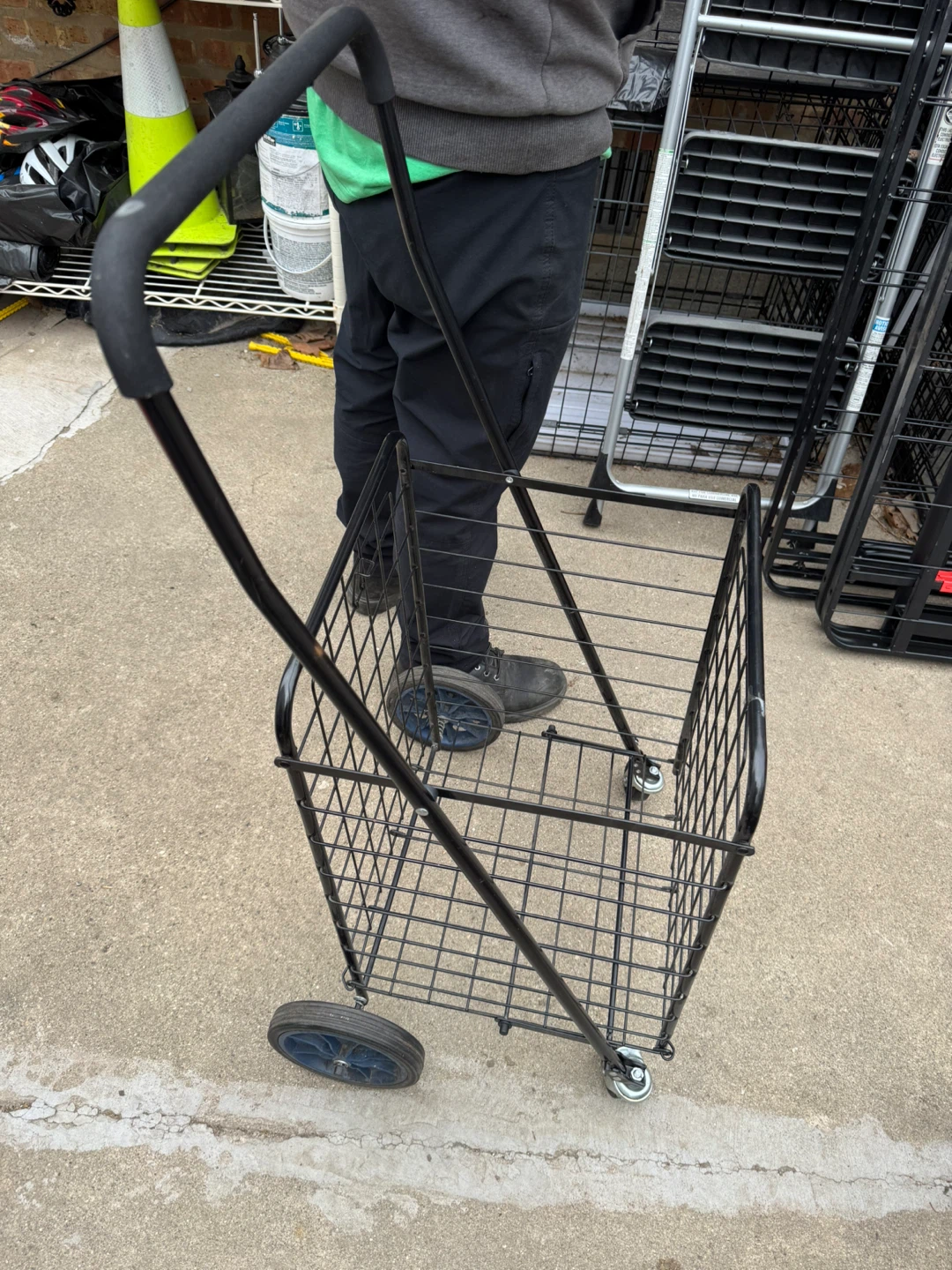 Black Metal Shopping Cart with Wheels - photo 2