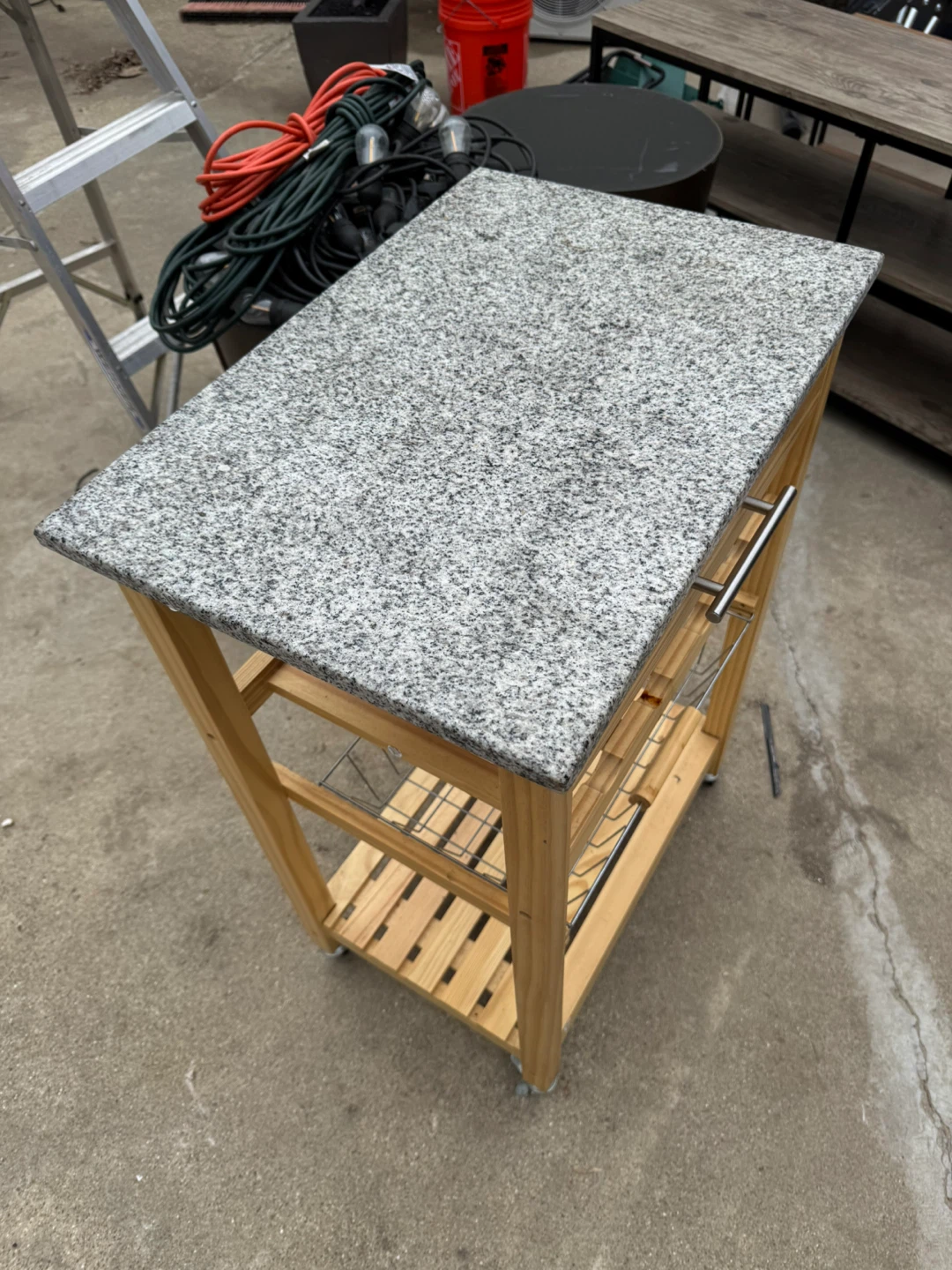 Kitchen Cart with Granite Top and Wheels - photo 2
