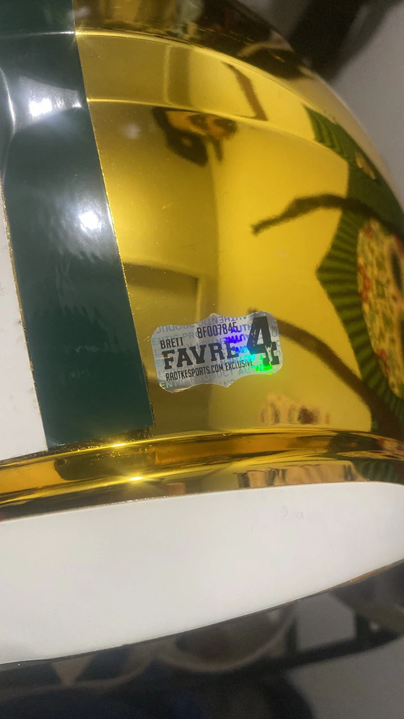 Green Bay Packers Brett Favre Autographed Replica Helmet - photo 3