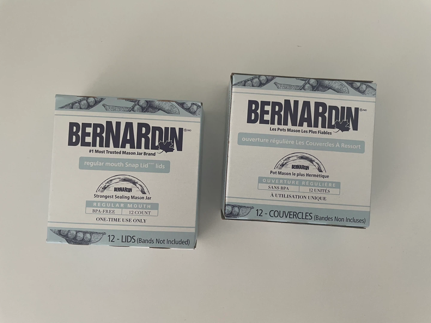 2pcs Bernardin Regular Mouth Snap Lid Lids - 12 Count