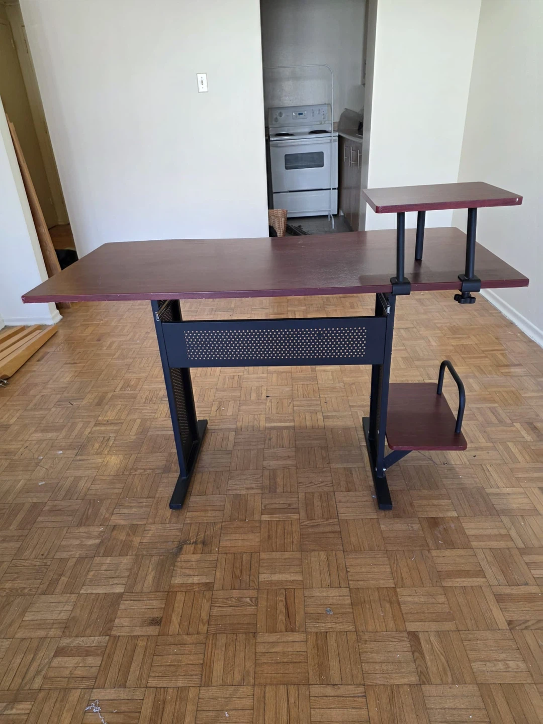 Studio Desk with Monitor Shelf and Pull-out Keyboard Tray