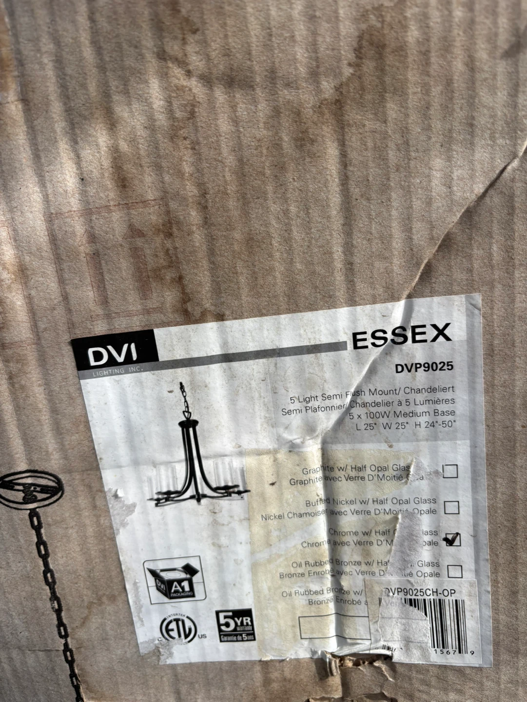 DVI Lighting Essex 5-Light Semi Flush Mount Chandelier - photo 5