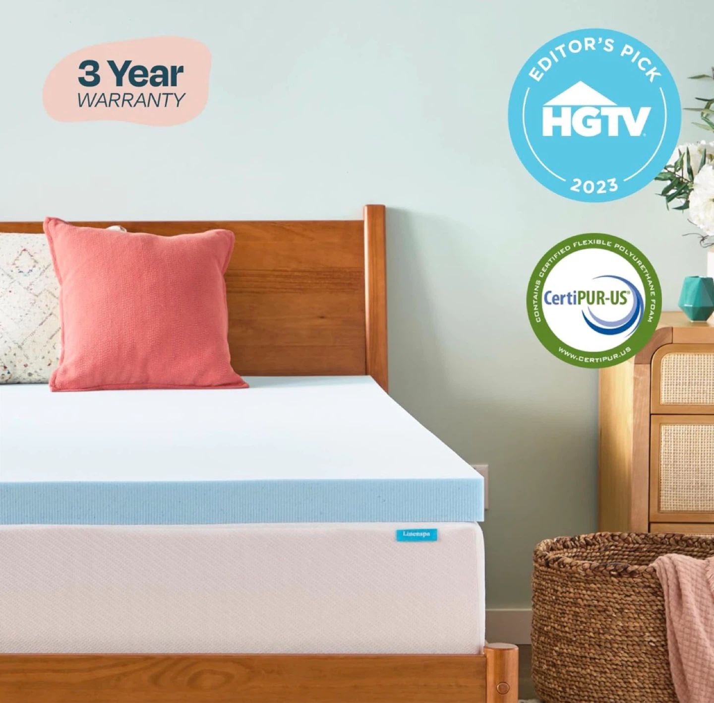 Linenspa Twin Size 3 Inch Memory Foam Mattress Topper - photo 5