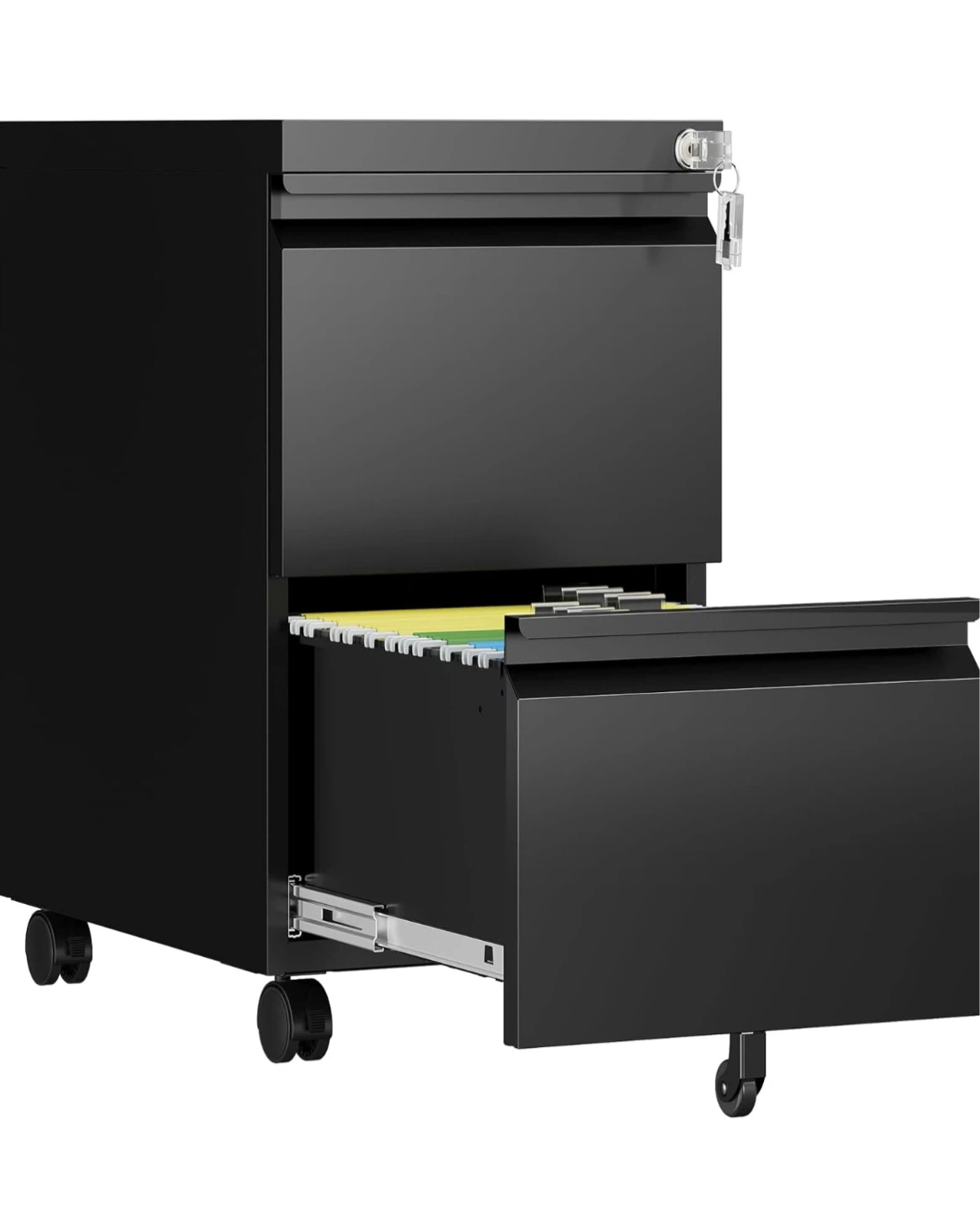 Black 2-Drawer Mobile File Cabinet