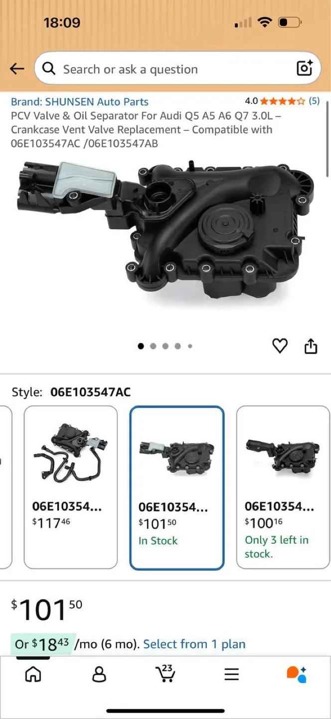 PCV VALVE & OIL SEPARATOR – AUDI Q5 / A5 / A6 / Q7 3.0L 🚗