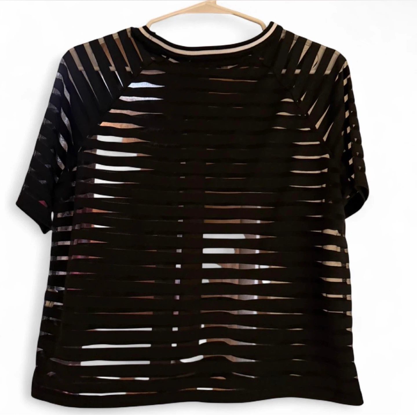 Black Striped Sheer T-Shirt - photo 2