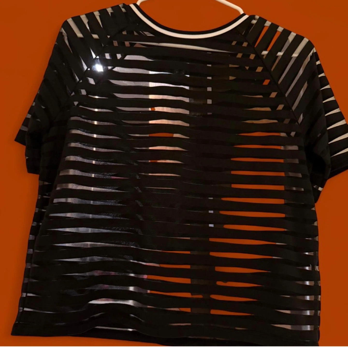 Black Striped Sheer T-Shirt