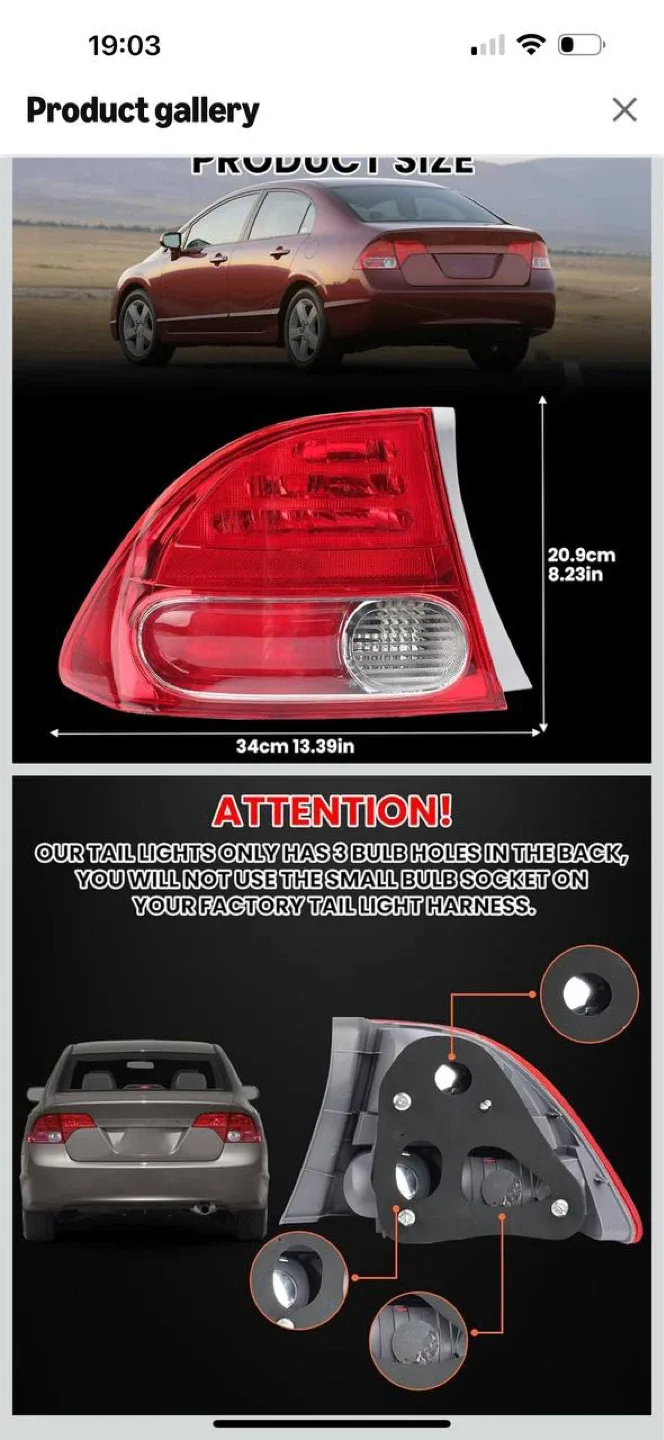 TAIL LIGHT LEFT SIDE – HONDA CIVIC 2006–2008 (SEDAN / HYBRID) - photo 5