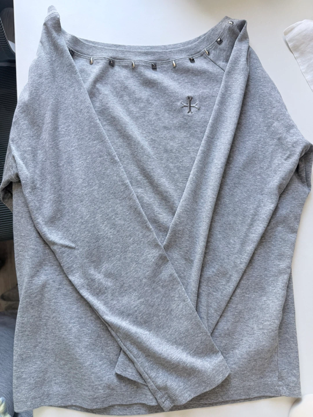 Grey off shoulder top