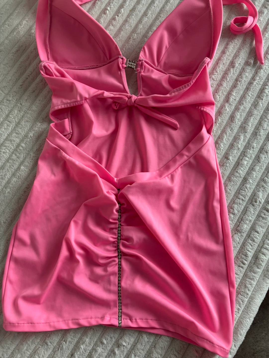 Pink Halterneck Mini Dress with Rhinestone Detail - photo 2