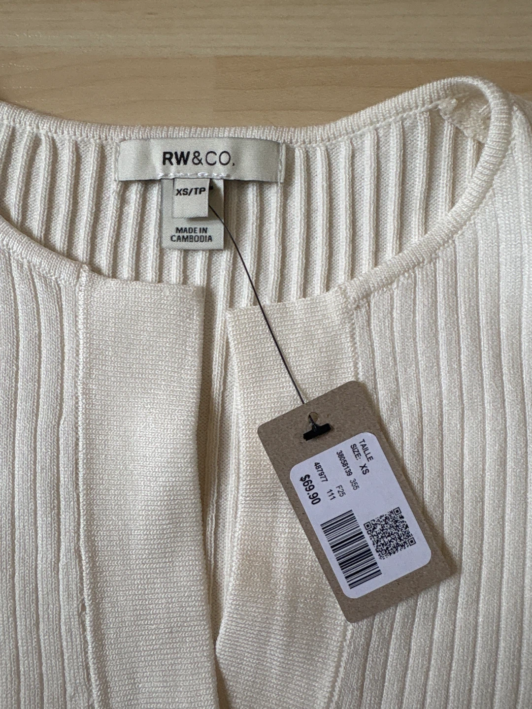 RW&CO. Cream Ribbed Knit Top - XS - photo 3
