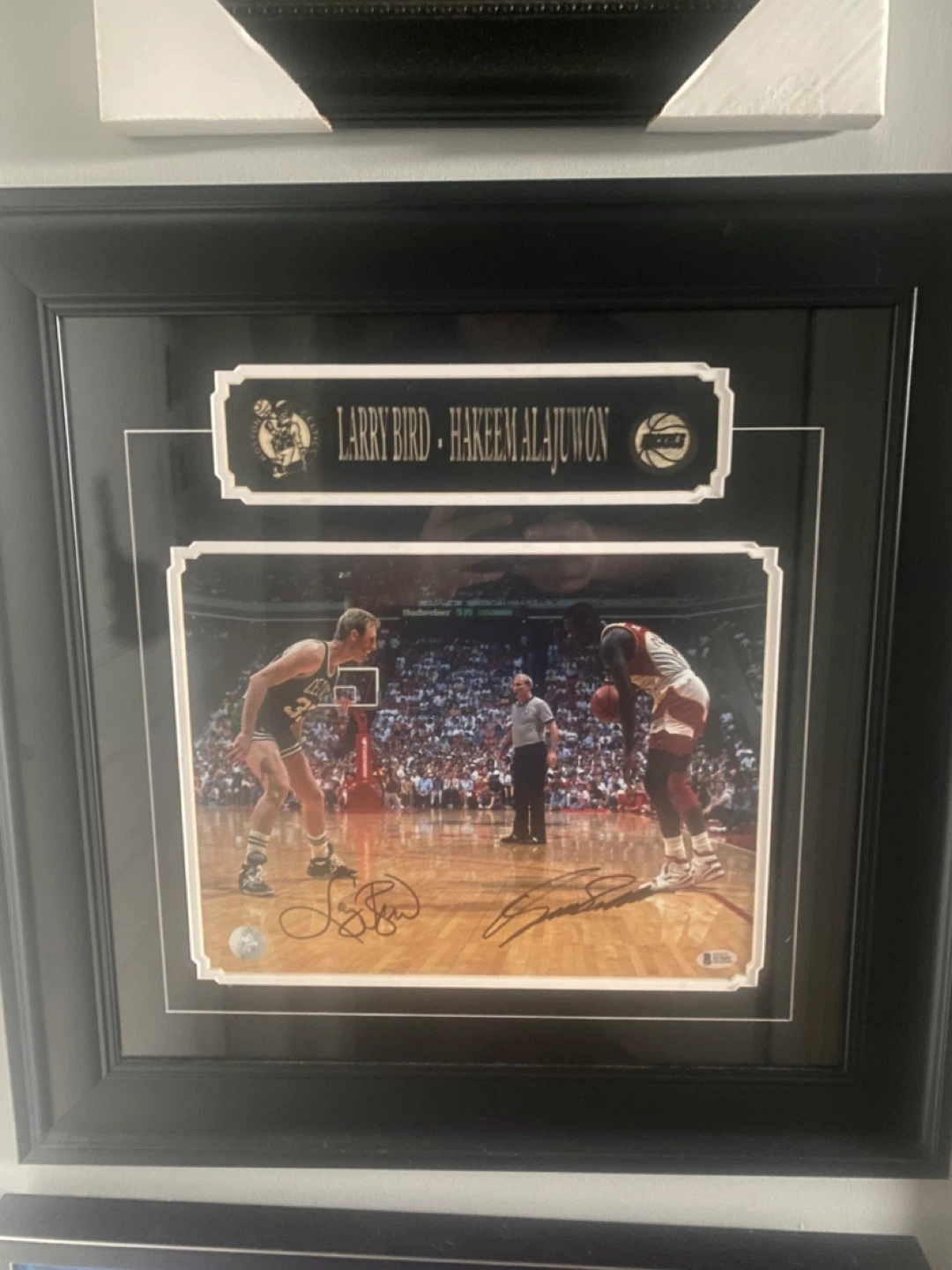 Larry Bird Hakeem Olajuwon Framed Autographed Photo