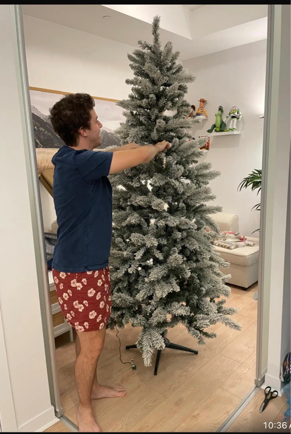 Flocked Artificial Christmas Tree with Lights - photo 2