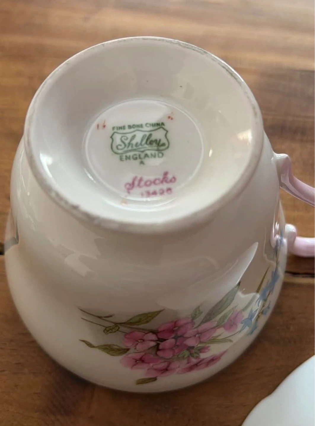 Shelley Stocks English Bone China Footed Tea Cup and Saucer - photo 5