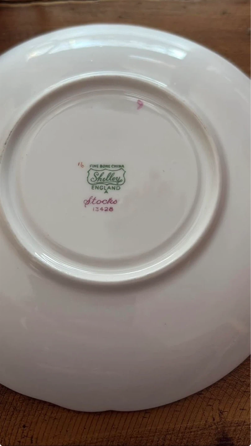 Shelley Stocks English Bone China Footed Tea Cup and Saucer - photo 4