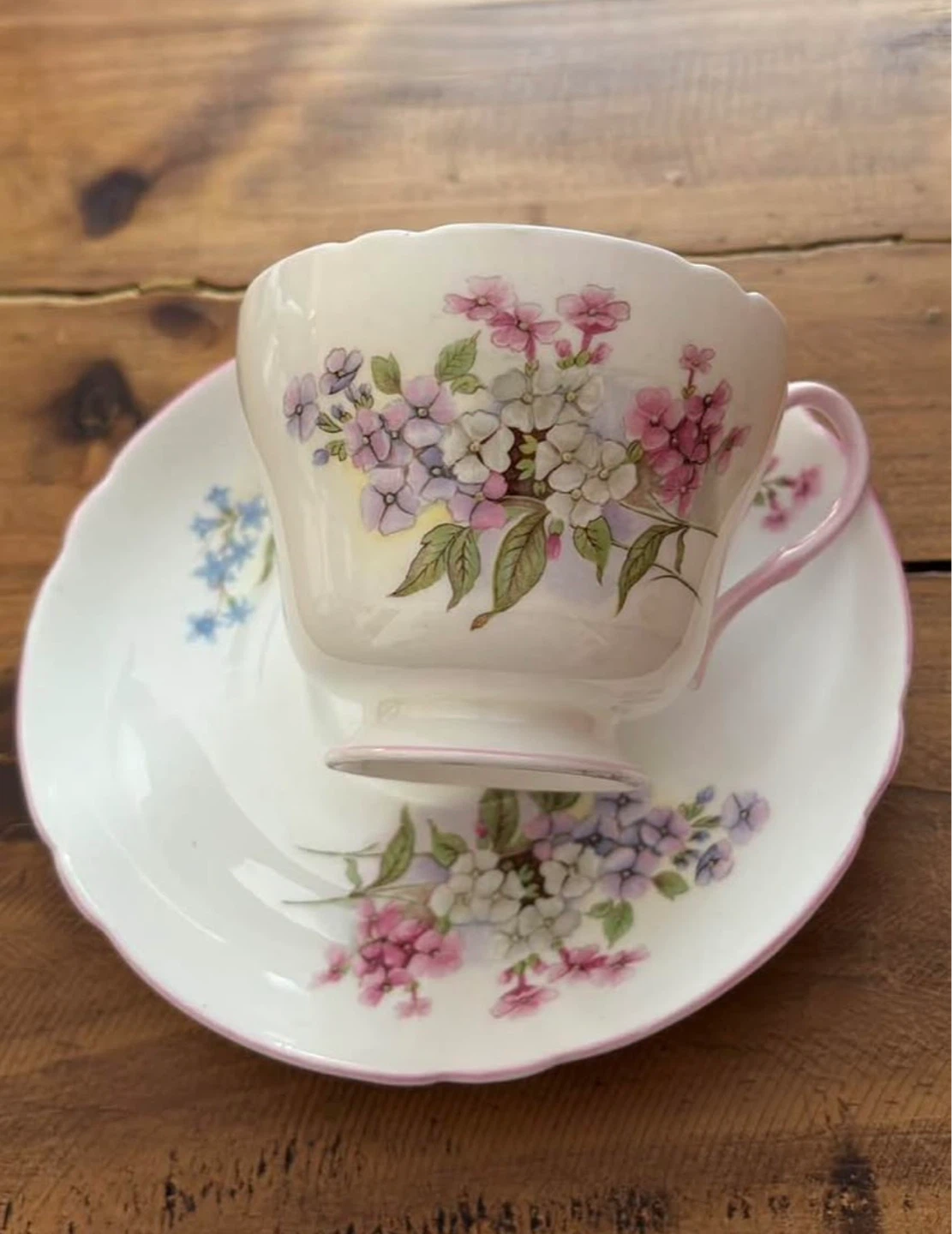 Shelley Stocks English Bone China Footed Tea Cup and Saucer - photo 2