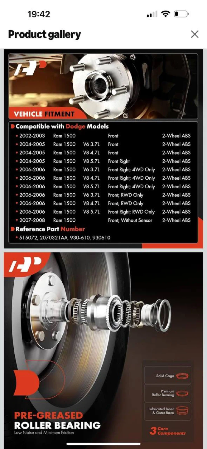 WHEEL HUB & BEARING ASSEMBLY – DODGE RAM 1500 (2002–2008, 5 - photo 2